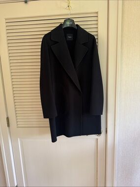 Theory Boy Coat Black Wool Pea Coat